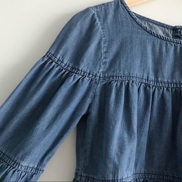 Madewell Tiered Chambray Top w Back button Closure - Picture 6 of 8